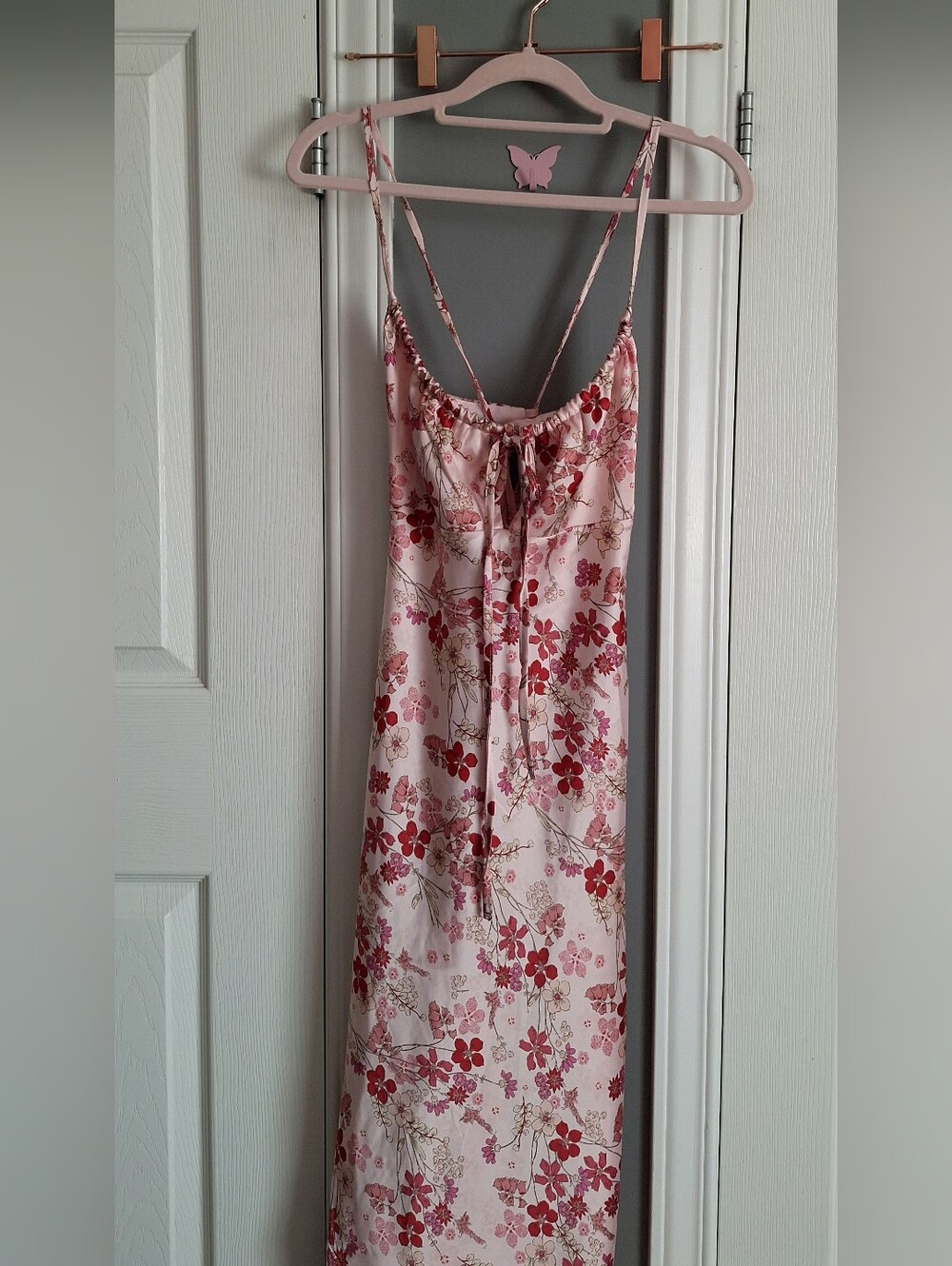 Forever 21 Pink Floral Satin Slip Dress